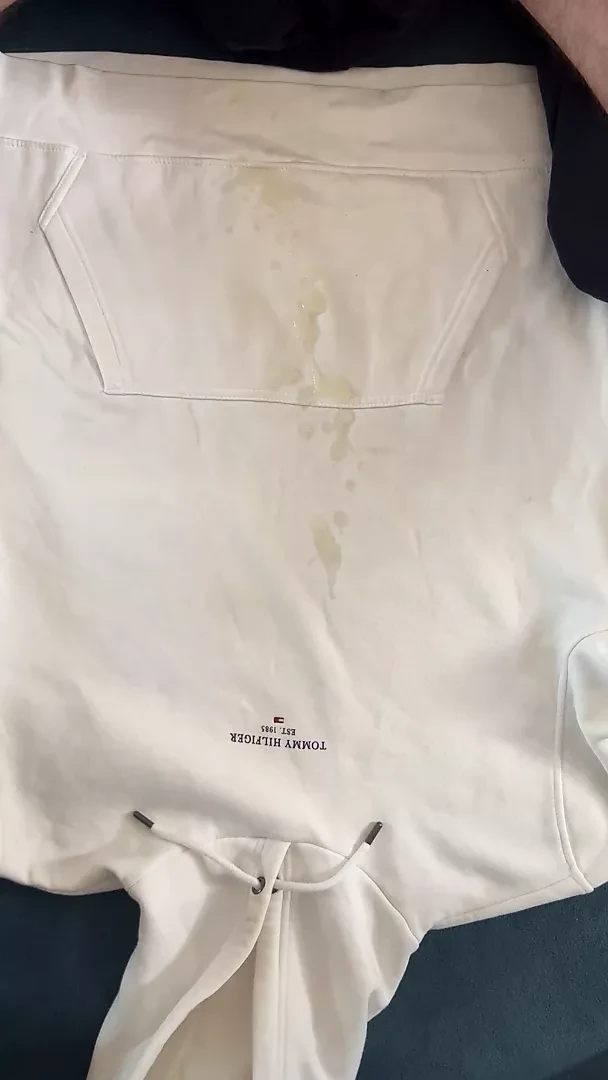 Cum on new white Tommy Hilfiger Hoodie