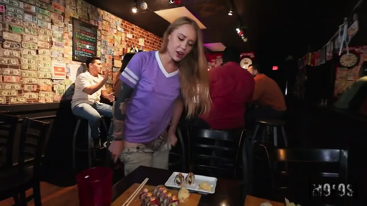 Lets Post It - Cute Inked Blonde Rides Cock POV in Public Bar