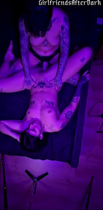Tattooed Girlfriends - Hot Lesbian POV Strap on Fuck