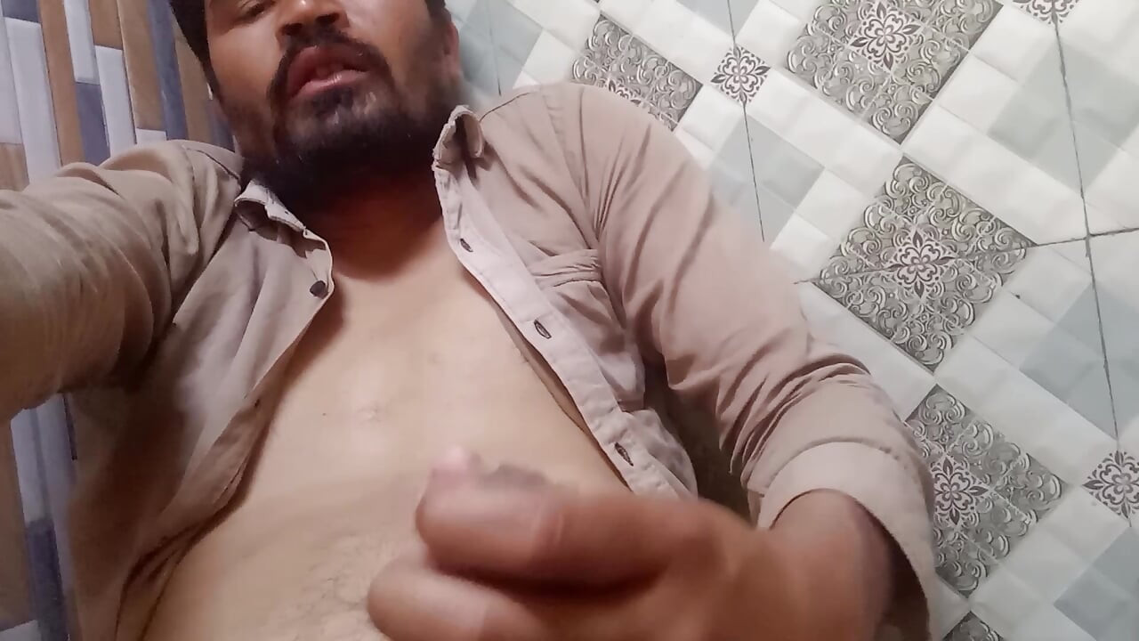Solo young man mastrubation in private bathroom