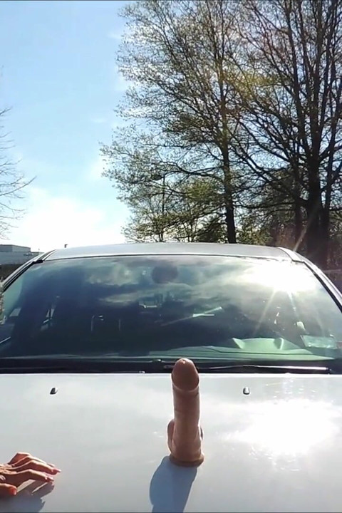 Car Hood Dildo Fuck