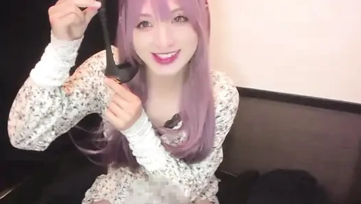 A video of a pink-haired one-piece cross-dresser masturbating while streaming