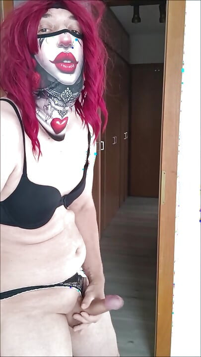 A horny trans woman undresses and masturbates to ejaculation.