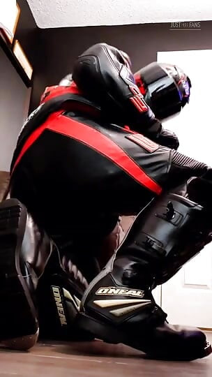 Chubby Bear Biker Leather Moto Suit Helmet