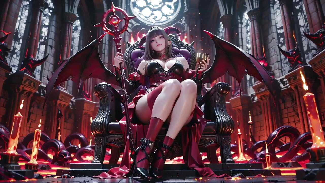 Ratu Iblis Berambut Ungu! Pesta Terlarang di Tahta Magma, Zirah Merah-Hitam yang Menempel di Kulit Panas Membara!