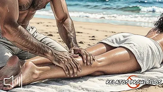 A stranger puts cream on you and fucks you on the beach. Story with a male voice. ASMR.