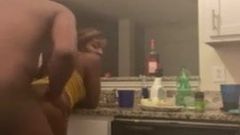 hot ebony tgirl fucks in da kitchen