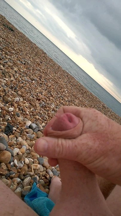 wanking on beach