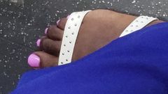Ebony foot pretty pink toes