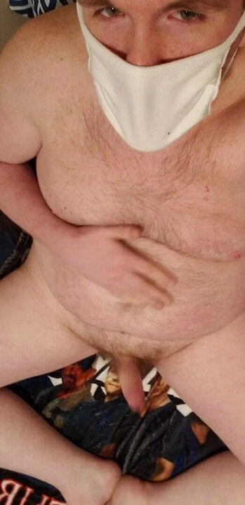 Horny daddy jerking off in bed