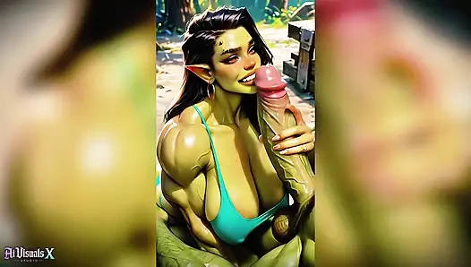 Thick Female Orc Worships HUGE Orc Cock - Hardcore Anal Pound PMV (4K AI Animated)