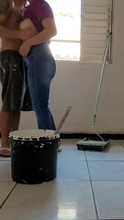 Married housewife cheats on her husband with a painter with a big dick | Clip 2