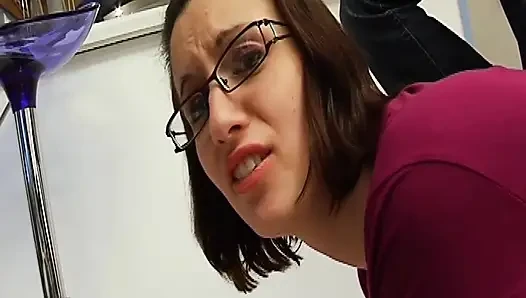 French Office Secretary Got Cum All Over Her Glasses