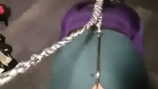 Chained slut crawling