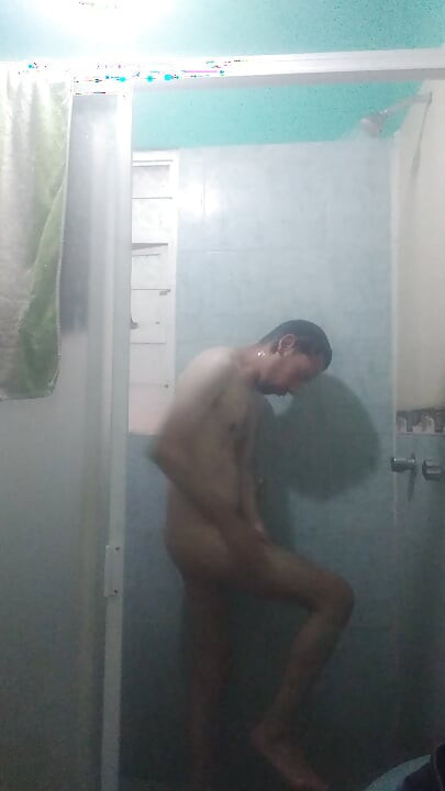 Jerking off before going to the shower.