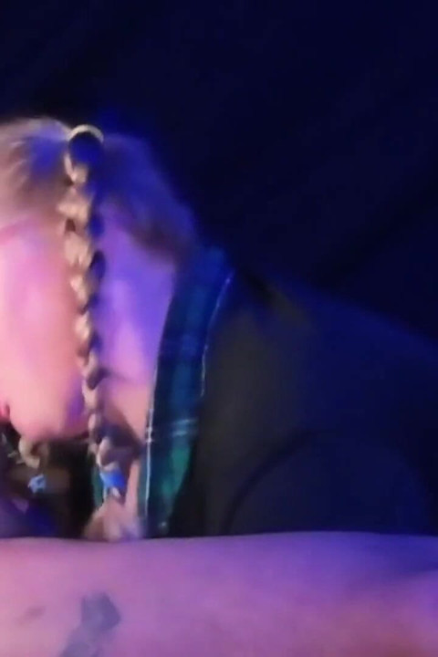 Horny MILF Next Door Give a Phenomenal Blowjob to Neighbor Throatpie Finish