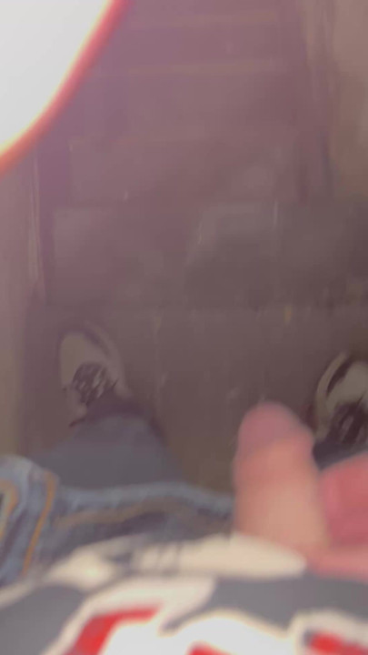 Pising down the stairs