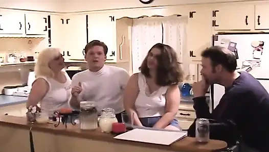 Mature Blondes and Brunettes in Wild Group Kitchen Orgy