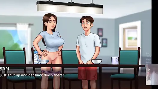 STEP-MOM and Step-sis didn't expected this!!!Step-Sis got fucked on the dining table.