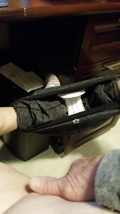 Rubbing my cock.