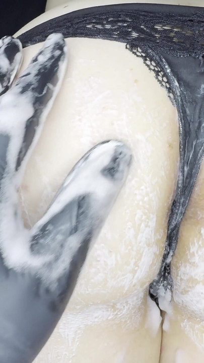 Jaw-dropping moment from "Messy foam butt massage!"