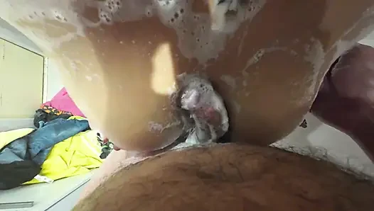 Hot Amateur Tits Fuck in Shower. POV Close up Titsjob From My Beauty Sexy Stepsister