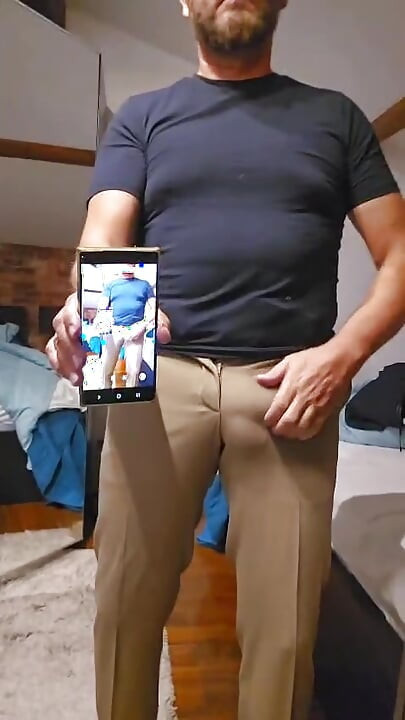 Big bulge mature man