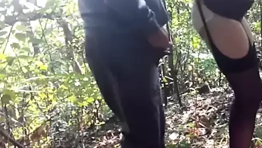 Old couple fucking in forest