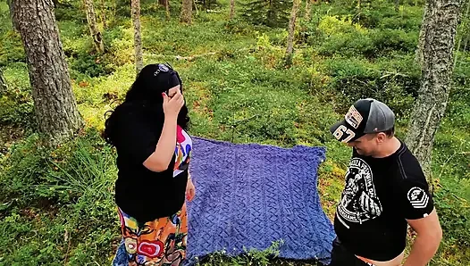 A hot mom and a young guy had a wild adventure in the woods. They had a great time together, and everyone got what they wanted.