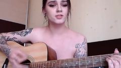 Naked girl with saggy tits and big areolas plays Zombie