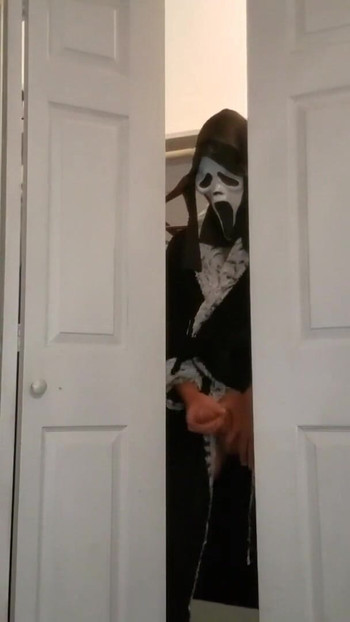 Captivating moment from "Step Step Son Spies On Aunt For Halloween Prank"