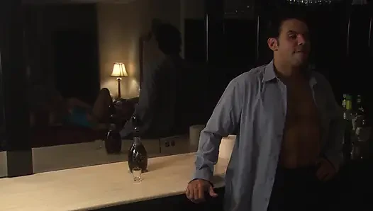 Horny dude awards his wife an erotic rough sex at their living room