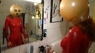 pumpkin head in latex suit gets fucked hard