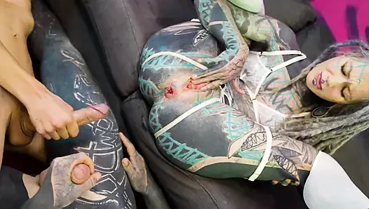 Extreme Dap & Massive Squirt Threesome with Deepthroat