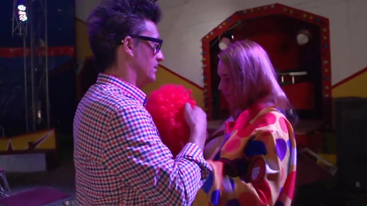 Sexy big boobs fucking in dogging position...in the circus