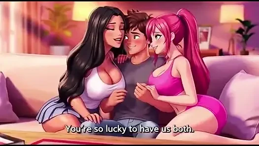 Stepmom and stepsister seduce stepson Taboo