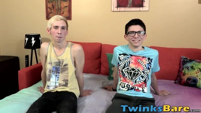 Young man with glasses smashed from behind by a skinny twink