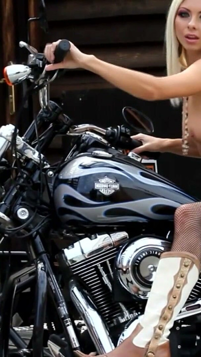 Hot blonde camgirl does a solo show on the motorcycle and she is shown on EroticOnly! | Clip 3