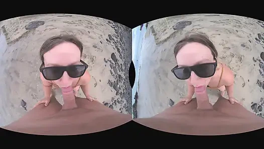 VR Outdoor POV Blowjob on the Public Beach