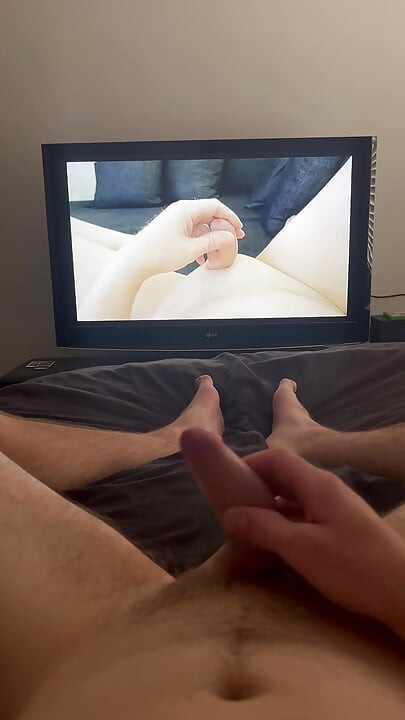 Cumming watching hot cock
