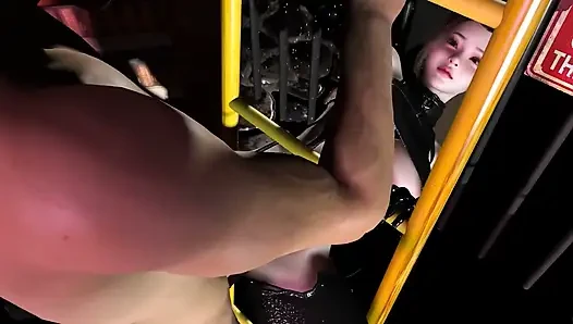 Asian Girl with Latex Hard Sex in the Dungeon