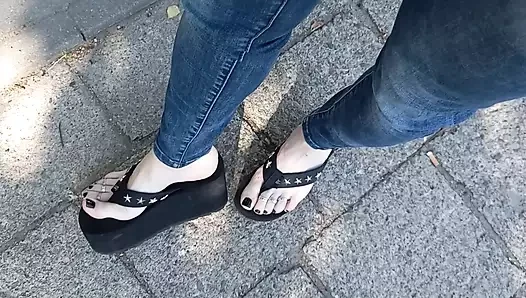 Flip Flops Slapiing porn video – platform flip flops - public crossdressing
