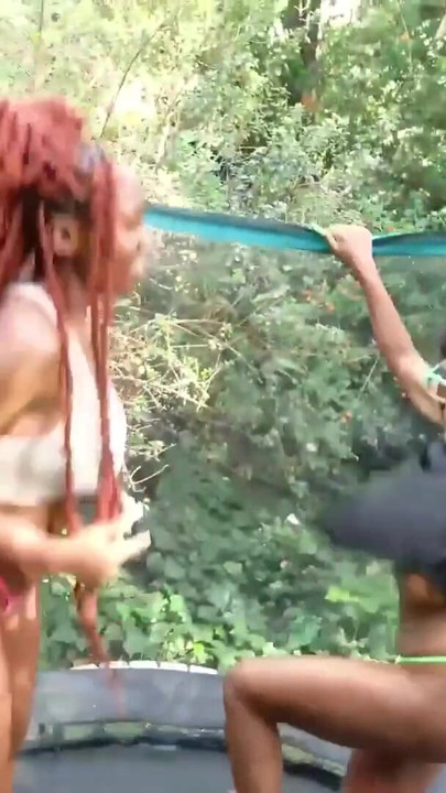 BIG TITS Black Besties play outdoors then gets exposed in Lesbian Dildo Anal Fucking | Clip 1