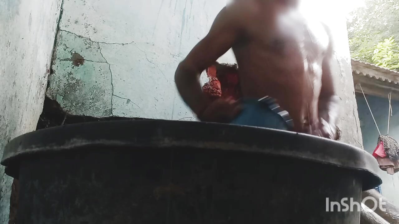 In the village, there was a bath in the open.