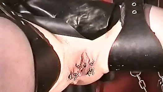 A 7 pound weight on my pussy while being tied up in the air