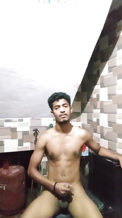 Indian desi boy striptease nude in bathroom masterbating big dick and showing big ass hole