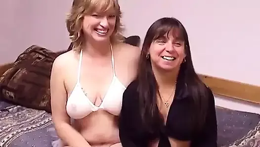 Mature blond strumpet and old dyke gal pal get each other off in the bedroom
