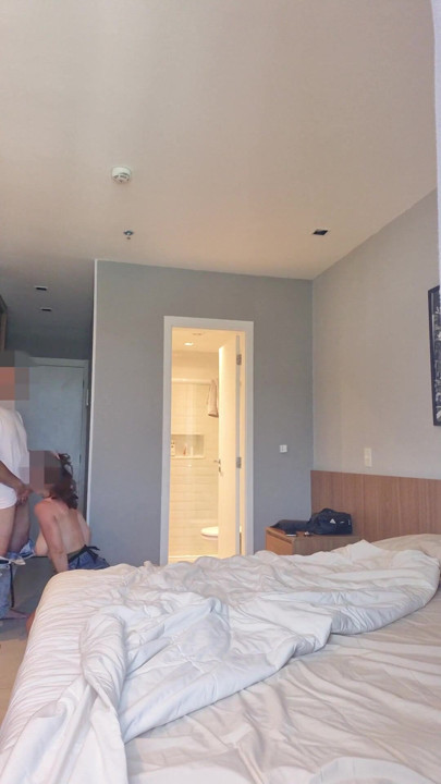 While my husband grills outside, I suck and get pounded by his friend in the room | Clip 1