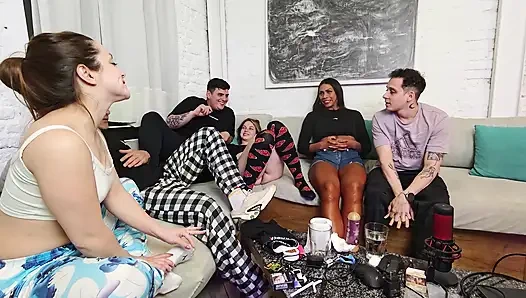 3 vs 3! Truth or dare? Game night with friends turns into amateur orgy!