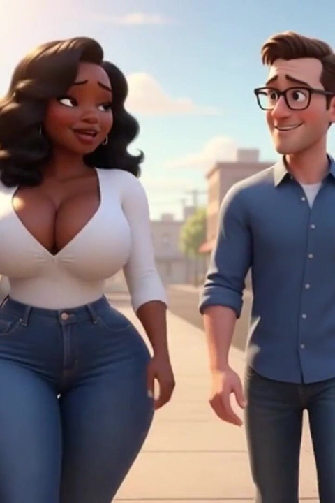 Black Married Woman Cheats with Nerdy White Guy in Motel - Ai Generated
